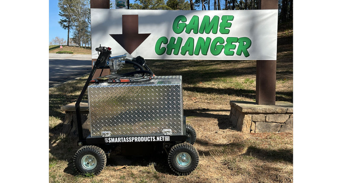 Smart Ass Fuel Mule in front of GameChanger sign