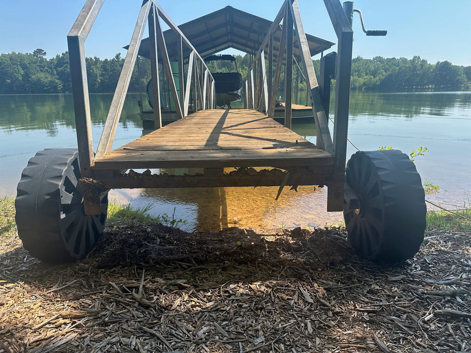 The Smart Ass BigWheel Dock Wheel Upgrade Kit another view installed and jacked up