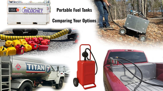 A collage of portable fuel tank options