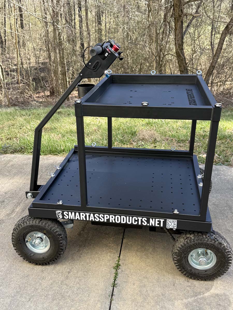 Smart Ass Cargo Mule with Piggyback Cargo Carrier and Workbench Platform side view