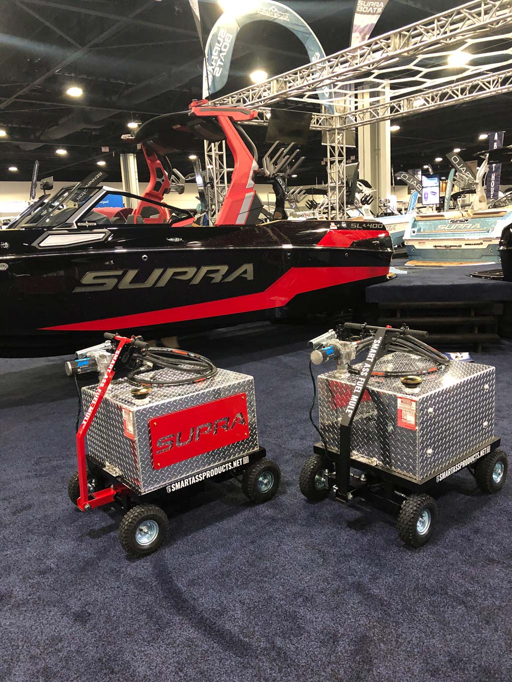 Two Smart Ass Fuel Mule Gas Caddies at the Atlanta Boat Show 2024