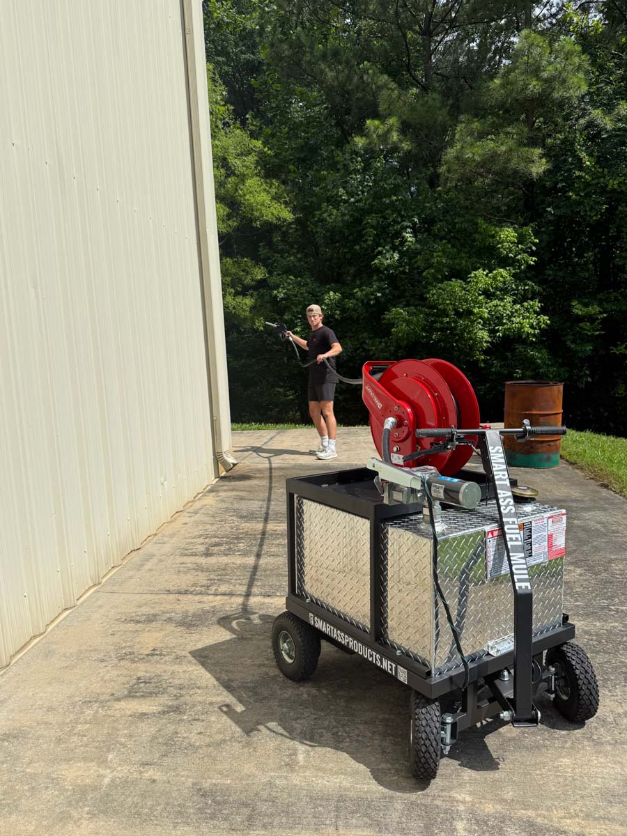 Smart Ass Fuel Mule 50gal Fuel Caddy with Piggyback Hose Reel Mount 4