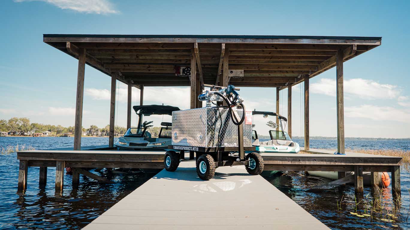 Sean Silviera and Jett Lambert's Fuel Mule on their dock in Clermont, Florida