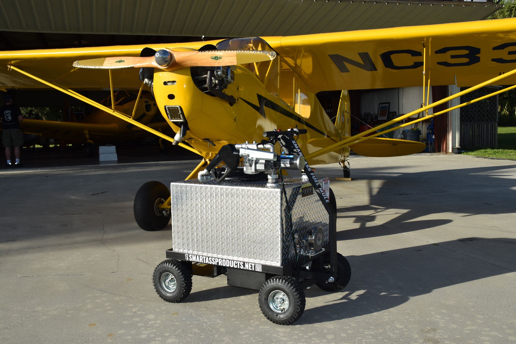 Smart Ass Fuel Mule Aviation Edition Motorized Gas Caddy with Piper Cub Airplane